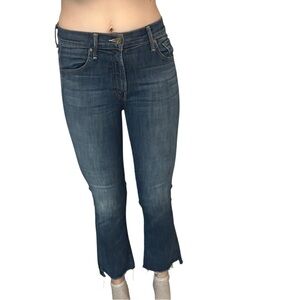 Mother Denim Jeans the Insider Crop Step Fray Blue Not Rough Enough Size 25